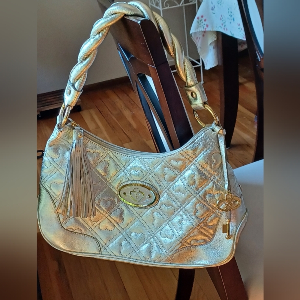 Bobby By Sharif Champagne Gold Quilted Shoulder Bag 25 Anniversary - Picture 2 of 8